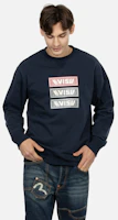 Cheap EVISU AW23 Triple Logo Print Oversized Casual Sweatshirt 2EAHTM3SW1110RXCT