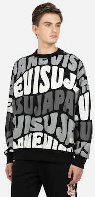 EVISU AW23 海浪圖案字母印花黑色長袖運動衫 潮流時尚 2EAHTM3SW1959LFCT Shop EVISU AW23 海浪圖案字母印花黑色長袖運動衫 潮流時尚 2EAHTM3SW1959LFCT