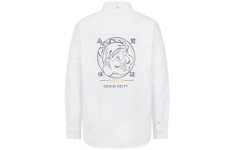 Lookbook EVISU AW23 男款白色長袖上衣 海鷗與佛祖印花款式 2EAHTM3SL7903RXCT
