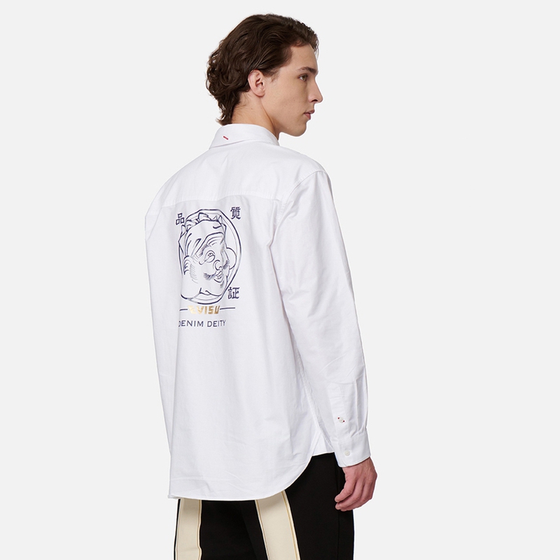 Purchase EVISU AW23 男款白色長袖上衣 海鷗與佛祖印花款式 2EAHTM3SL7903RXCT