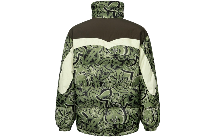 EVISU AW23 Wide Fit Puffer Jacket Buddha & Floral Print Army Green  Coat 2EAHTM3NJ8010LFPL 圖 2