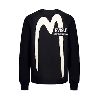 EVISU Big M Logo Printed Crewneck Sweatshirt 2EAHTM1SW343LFCT