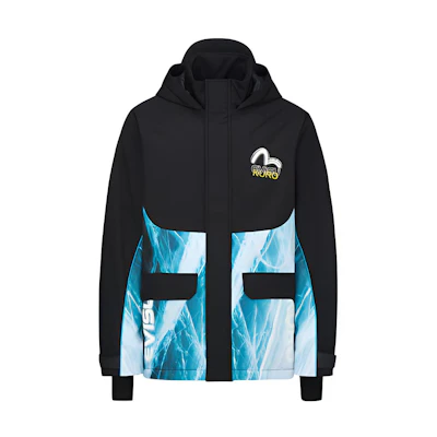 EVISU Black Color Block Ice Layer Printed Jacket 2EAGNM0CT749ML