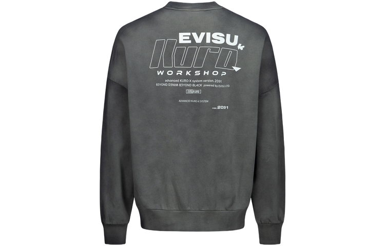 EVISU Black Crewneck Sweatshirt with Letter Logo Print Long Sleeve 2ESGNM3SW438LFCT