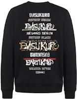EVISU Black Crewneck Sweatshirt with Multi-Logo Graphic Print 2EAGNM0SW370XX EVISU Black Crewneck Sweatshirt with Multi-Logo Graphic Print 2EAGNM0SW370XX