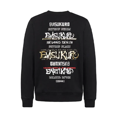 EVISU Black Crewneck Sweatshirt with Multi-Logo Graphic Print 2EAGNM0SW370XX