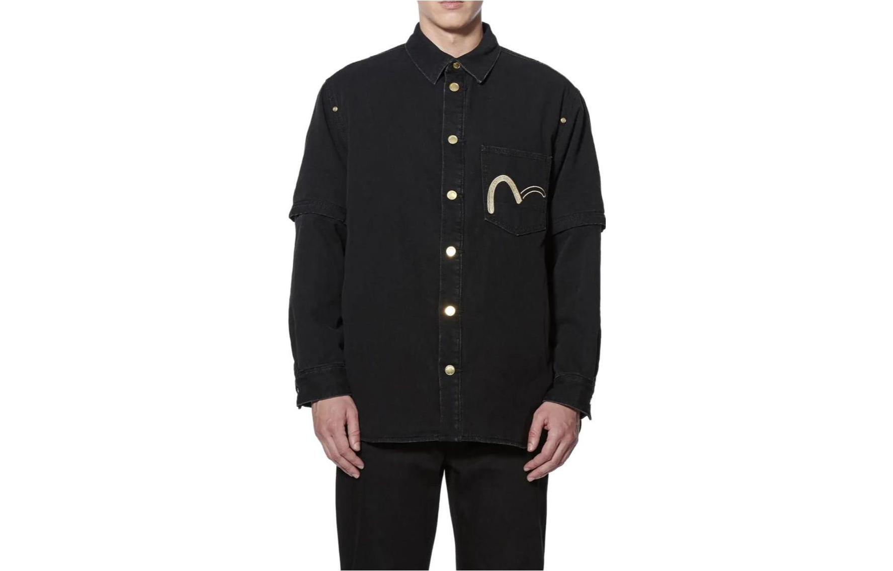 EVISU Black Double-Layered Letter Print Button-Up Jacket 2EAGNM0SJ246DN 圖 2