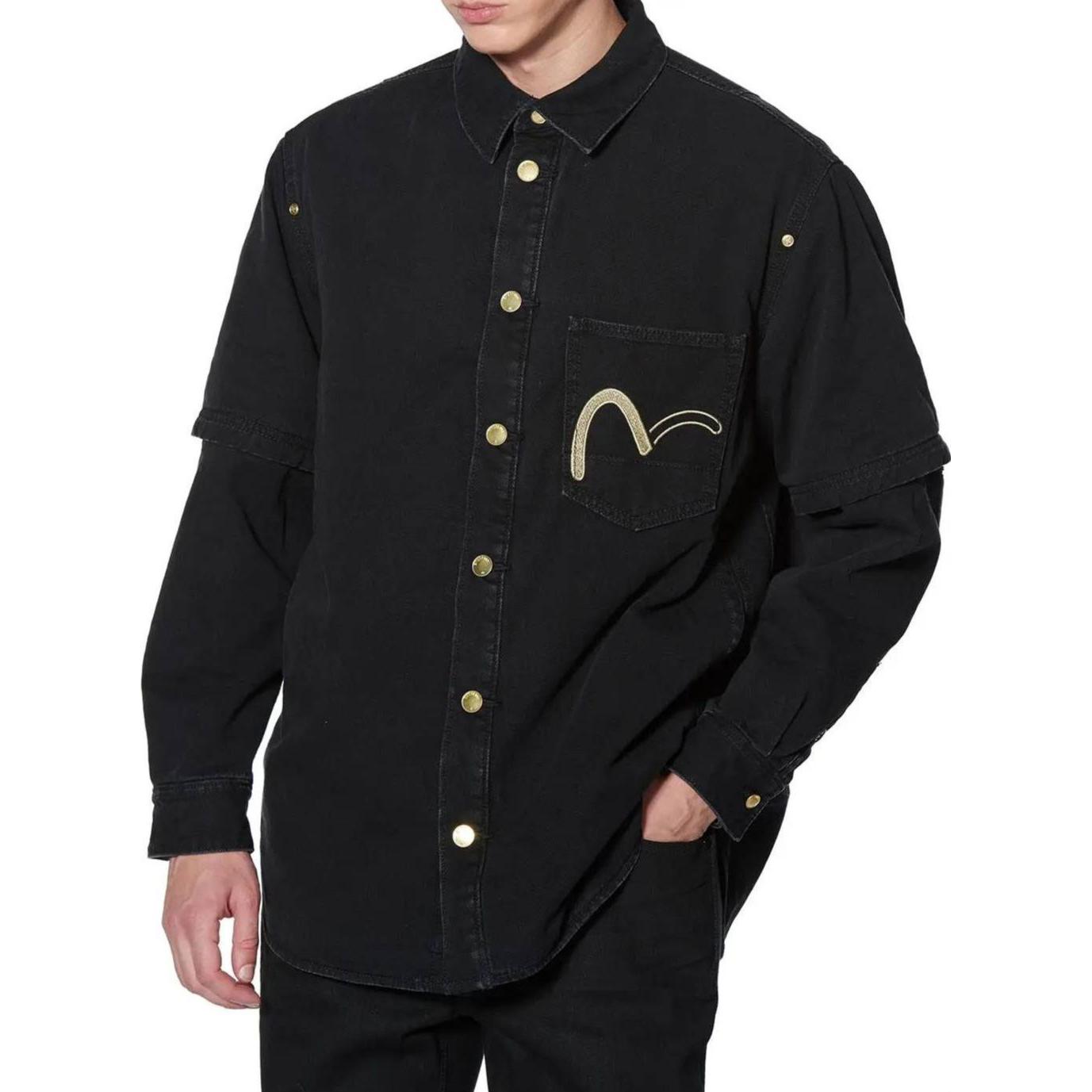 EVISU Black Double-Layered Letter Print Button-Up Jacket 2EAGNM0SJ246DN 圖 3