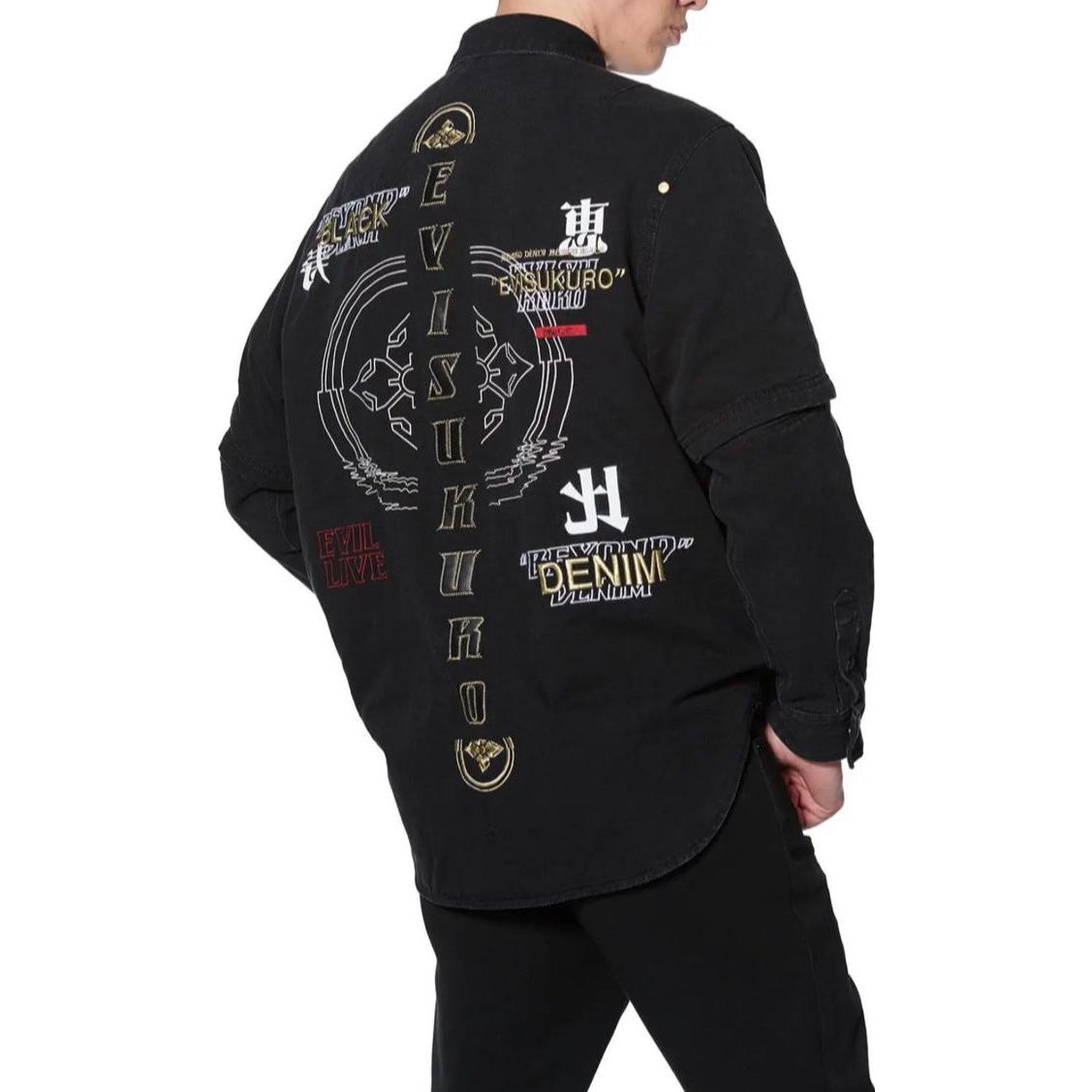 EVISU Black Double-Layered Letter Print Button-Up Jacket 2EAGNM0SJ246DN 圖 4