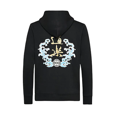 EVISU Black Hoodie with Gold Small M Wave Design for Men 1EAHTM9SW320XX