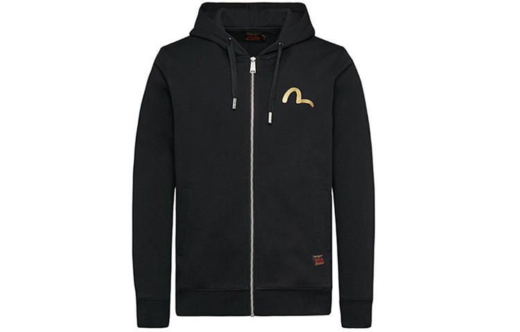 Lookbook EVISU 男款金色小海鷗標誌設計黑色連帽衫 1EAHTM9SW320XX