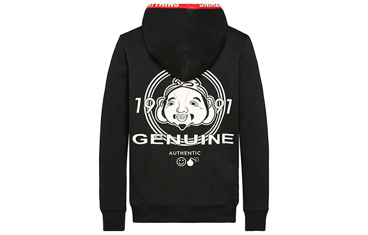 Order EVISU 黑色連帽衫 三角形M和達摩印花 1EAHTM9SW306XX