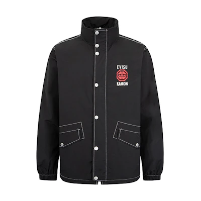 EVISU Black Jacket with Floral and Logo Print 2EAEPM2JK762XXNY
