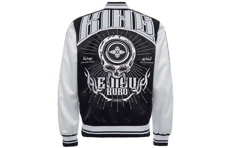 EVISU Black Oni Head Graphic Baseball Jacket 1ESGNM9JK716XX