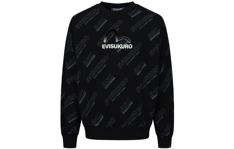 EVISU Black Pullover Sweatshirt with Allover Letter Logo Print 2ESGNM3SW426LFCT