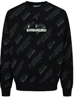 EVISU Black Pullover Sweatshirt with Allover Letter Logo Print 2ESGNM3SW426LFCT EVISU Black Pullover Sweatshirt with Allover Letter Logo Print 2ESGNM3SW426LFCT