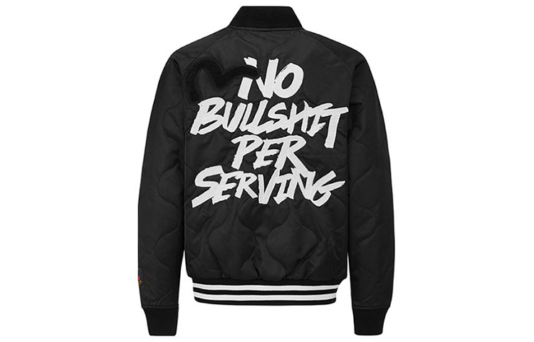 EVISU Black Seagull Slogan Embroidered Jacket 2EAADM0JK707XX