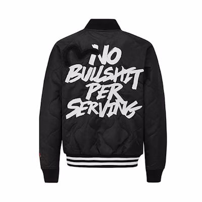 EVISU Black Seagull Slogan Embroidered Jacket 2EAADM0JK707XX