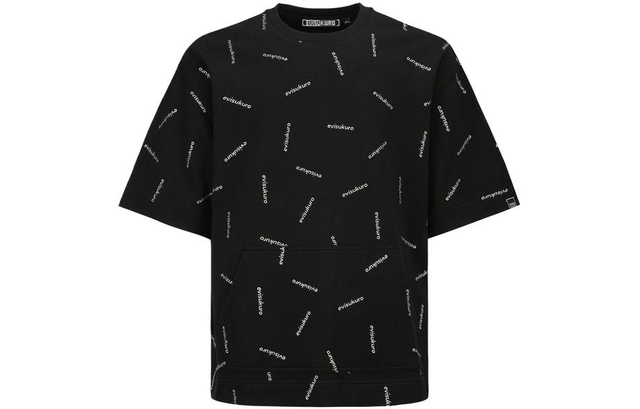 EVISU Black Short-Sleeve Sweatshirt with Colorblock Logo Print 2ESGNM2SW351OSCT