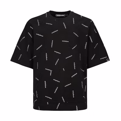 EVISU Black Short-Sleeve Sweatshirt with Colorblock Logo Print 2ESGNM2SW351OSCT