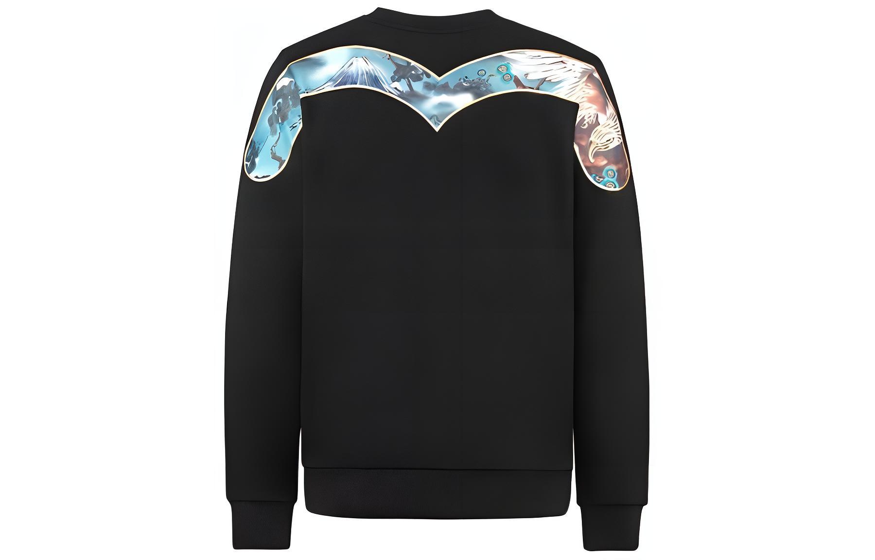 EVISU Black Sweatshirt with Large M and Seagull Wushu Graphic for Men 2EAHTM0SW480XX