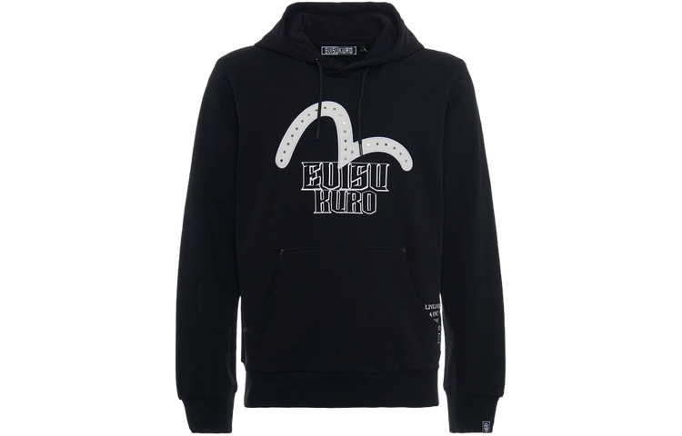 EVISU Black Sweatshirt with Rhinestone Big M Embroidery Design 1ESGNM9SW387XX