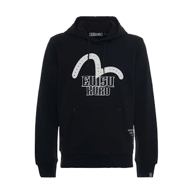 EVISU Black Sweatshirt with Rhinestone Big M Embroidery Design 1ESGNM9SW387XX