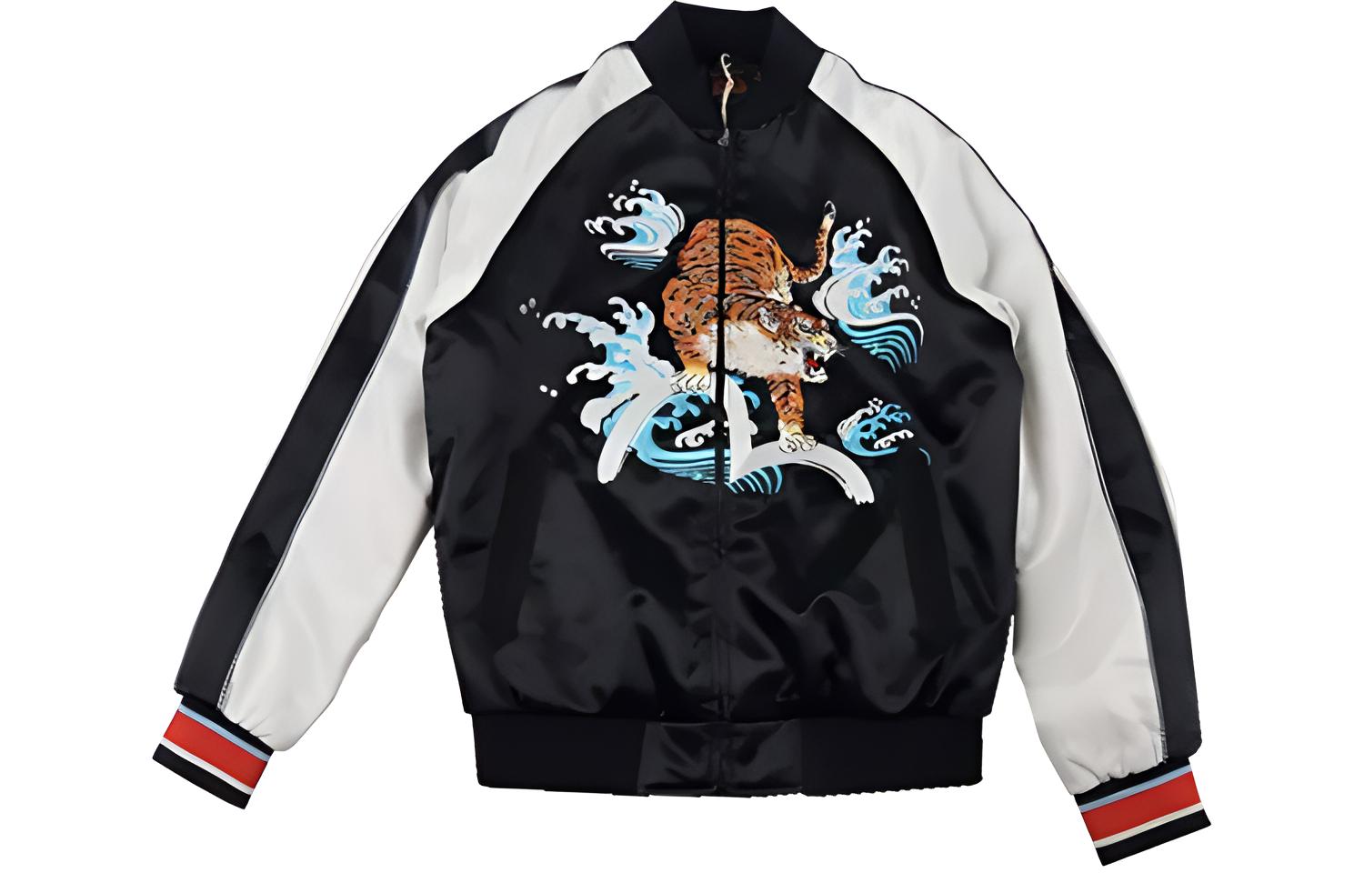 EVISU Black Tiger Embroidered Jacket 1EAADM8JK171XX