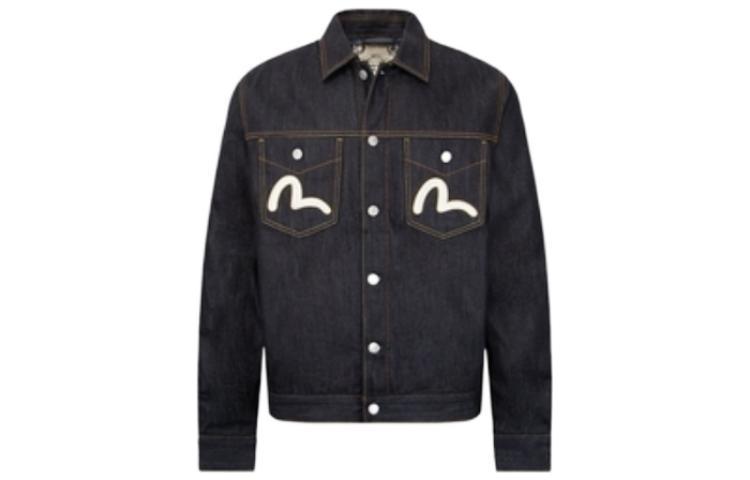 EVISU Blue  Casual Printed Denim Jacket with Single-Breasted Design 2EAHTM2DJ794XXCT