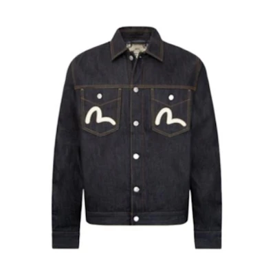 EVISU Blue Casual Printed Denim Jacket with Single-Breasted Design 2EAHTM2DJ794XXCT