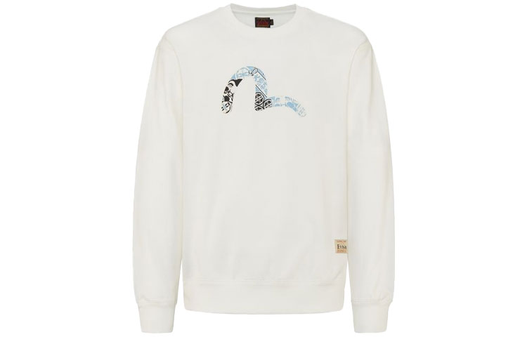 EVISU Buddha Head & Floral Crewneck Sweatshirt White - Graphic Sweater 2ESHTM1SW309LF