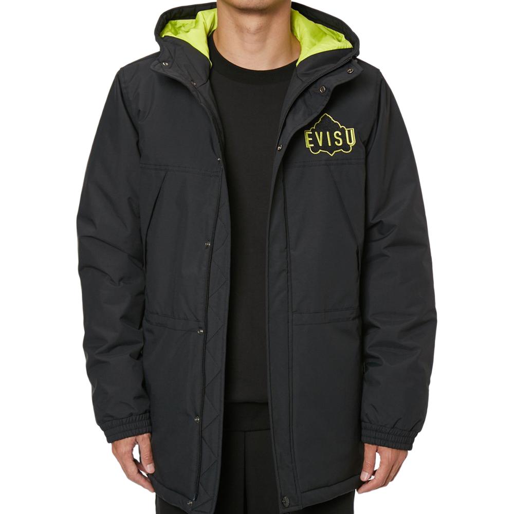 Shop EVISU 佛頭標誌印花黑色衛衣 1EAOTM9CT774XX