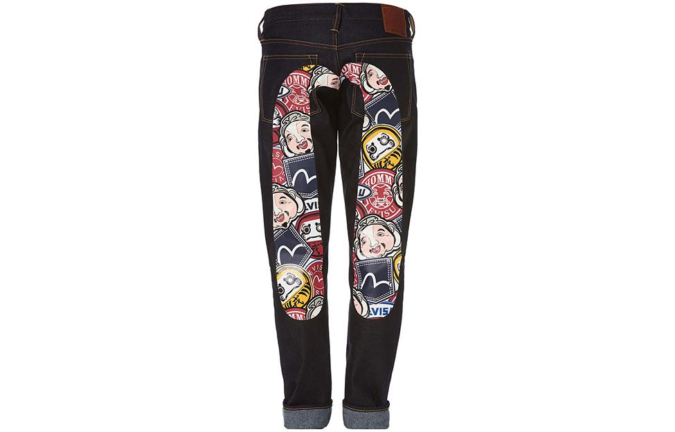 EVISU Buddha Print Straight Fit  Jeans Denim Blue. 1EAHTM8JE91617