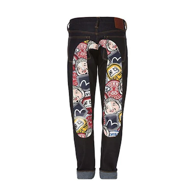 EVISU Buddha Print Straight Fit Jeans Denim Blue. 1EAHTM8JE91617