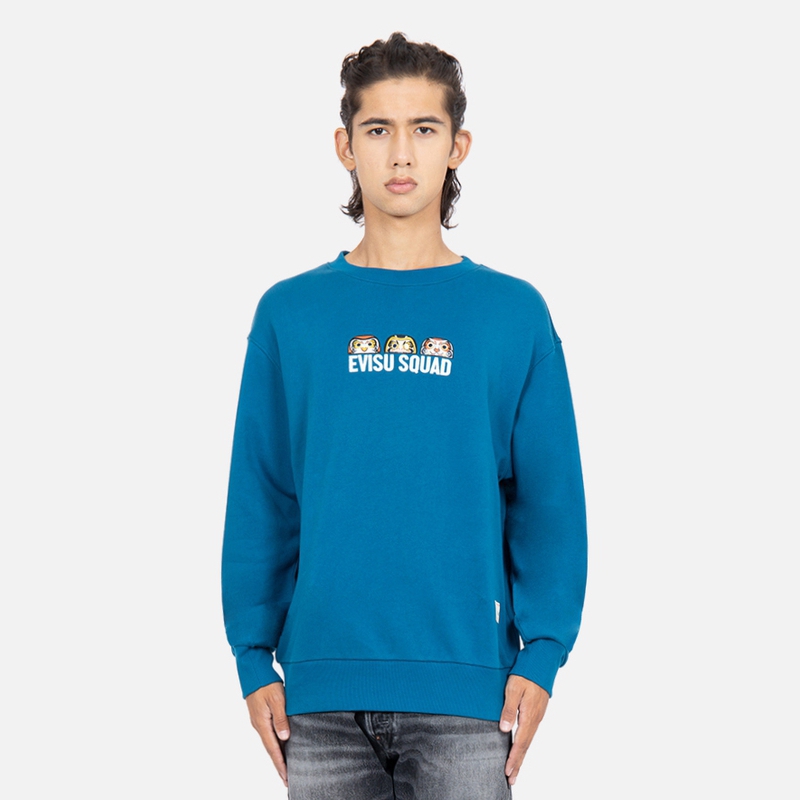 Shop Sudadera Casual EVISU con Bordado de Letras y Dibujo Animado. 2EAHTM2SW317RXCT
