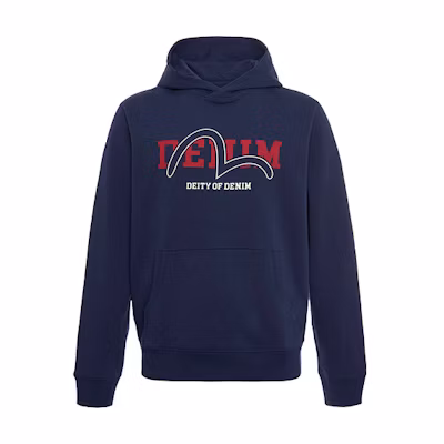 EVISU Classic Seagull Letter Hoodie Navy Blue 秋 Collection 1ESOTM9SW330XX