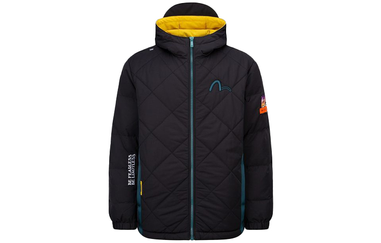 EVISU Color-Block Quilted Hooded Down Jacket Winter Black 2EAGNM1NJ768XXPL 圖 2