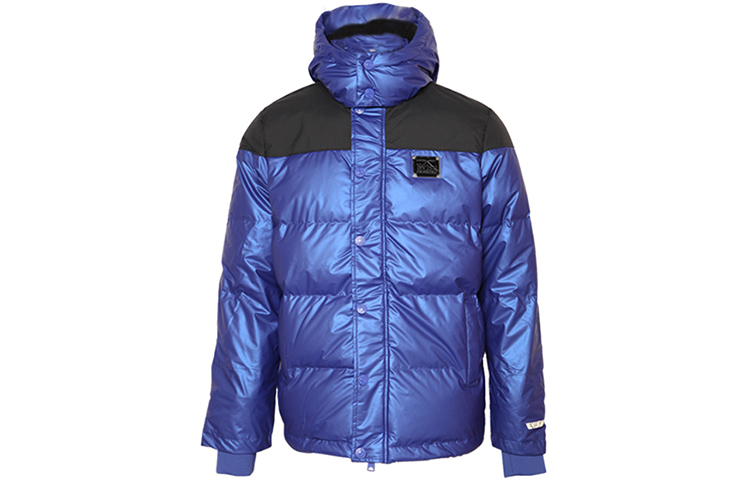 EVISU Colorblock Down Jacket with Big M Logo Hoodie 1EAHTM9NC778XX Blue