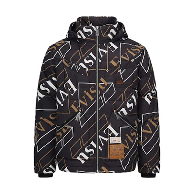 EVISU Colorblock Printed Hooded Down Jacket Multicolor Casual Wear 2EAHTM1NJ792XXPL