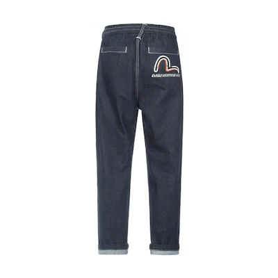 EVISU Contrast Seagull Embroidered Tapered Jeans Denim Blue Jeans 2ESHTM3JE139TPCT