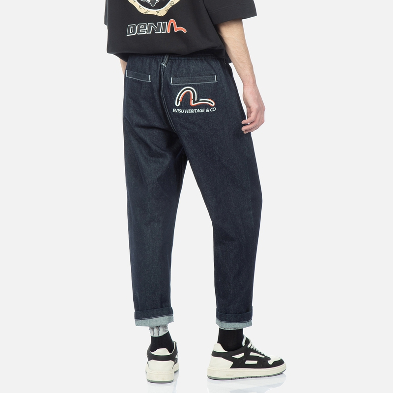 EVISU Contrast Seagull Embroidered Tapered Jeans Denim Blue  Jeans 2ESHTM3JE139TPCT 圖 5