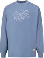 EVISU Dark Blue Crewneck Oversized Sweatshirt with Seagull Logo Print 2EAHTM3SW1079FLCT EVISU Dark Blue Crewneck Oversized Sweatshirt with Seagull Logo Print 2EAHTM3SW1079FLCT
