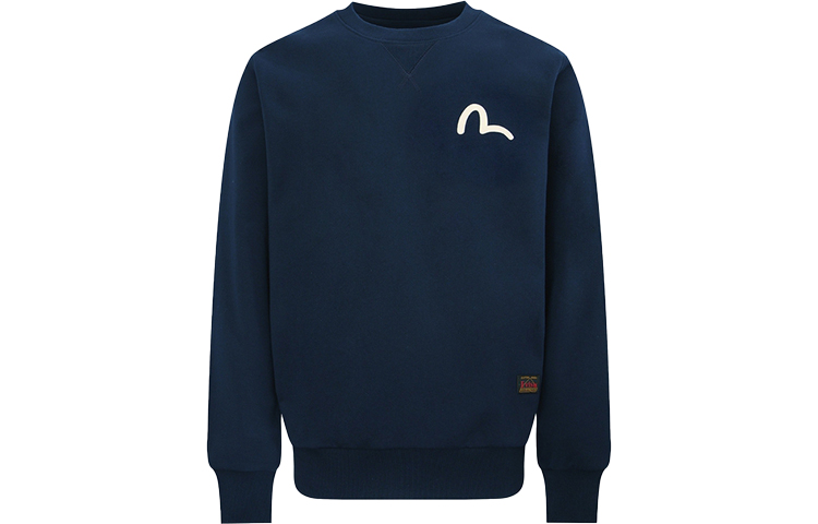 EVISU Dark Blue Sweatshirt with Seagull Logo and Letter Print Long Sleeve 2EAADM2SW630XXCTDNAY