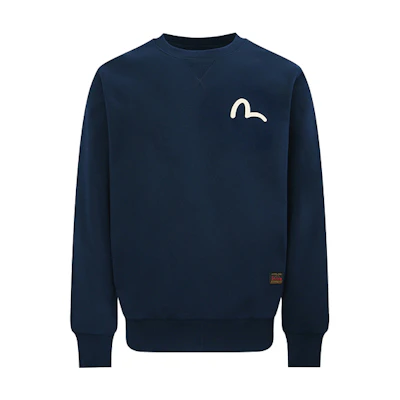 EVISU Dark Blue Sweatshirt with Seagull Logo and Letter Print Long Sleeve 2EAADM2SW630XXCTDNAY