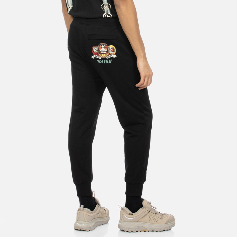 Shop EVISU 達摩&海鷗印花標準版型休閒褲 2ESHTM4SP1142XXCT