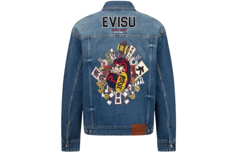 EVISU Daruma Bonsai Embroidered Denim Jacket  Denim Blue 2ESHTM2DJ708LFCT