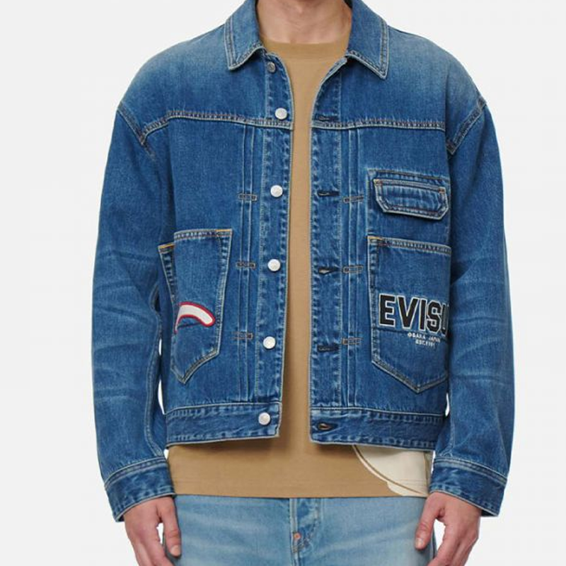 Shop Chaqueta Vaquera Azul Denim EVISU Daruma Bonsai Bordada 2ESHTM2DJ708LFCT