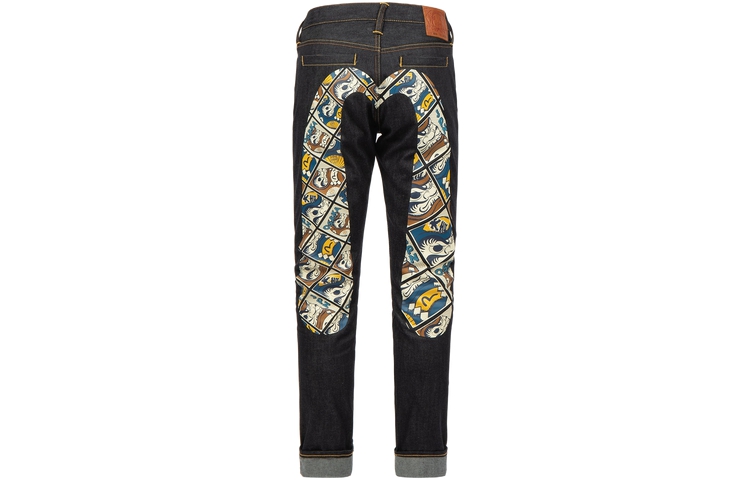 EVISU Daruma Comic Pattern Slim Fit  Jeans Denim Blue 2EAHTM2JE91317CT