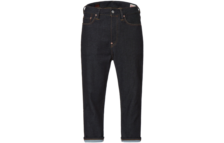 Lookbook 에비수 다루마 더블 M 프린트 크롭 데님 진 남성용 - 데님 블루 2ESHTM3JE99127CS