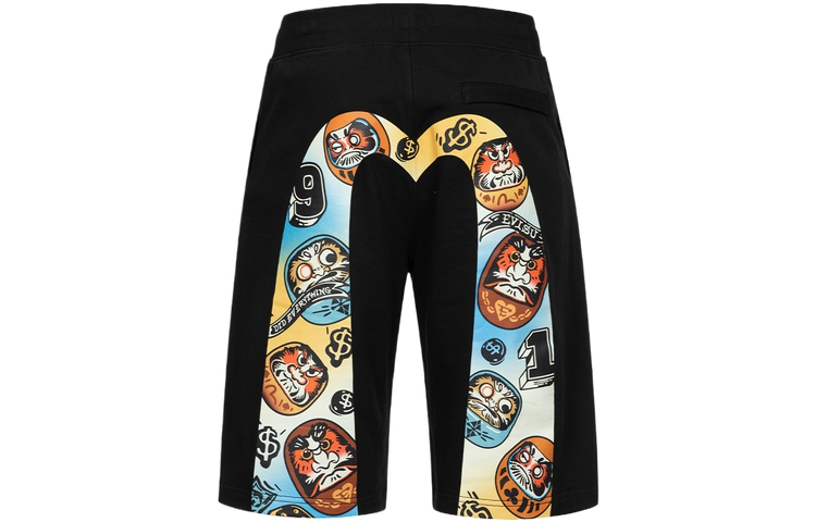 EVISU Daruma Pattern Big M Print Casual Shorts - 2ESHTM4ST1062XXCT